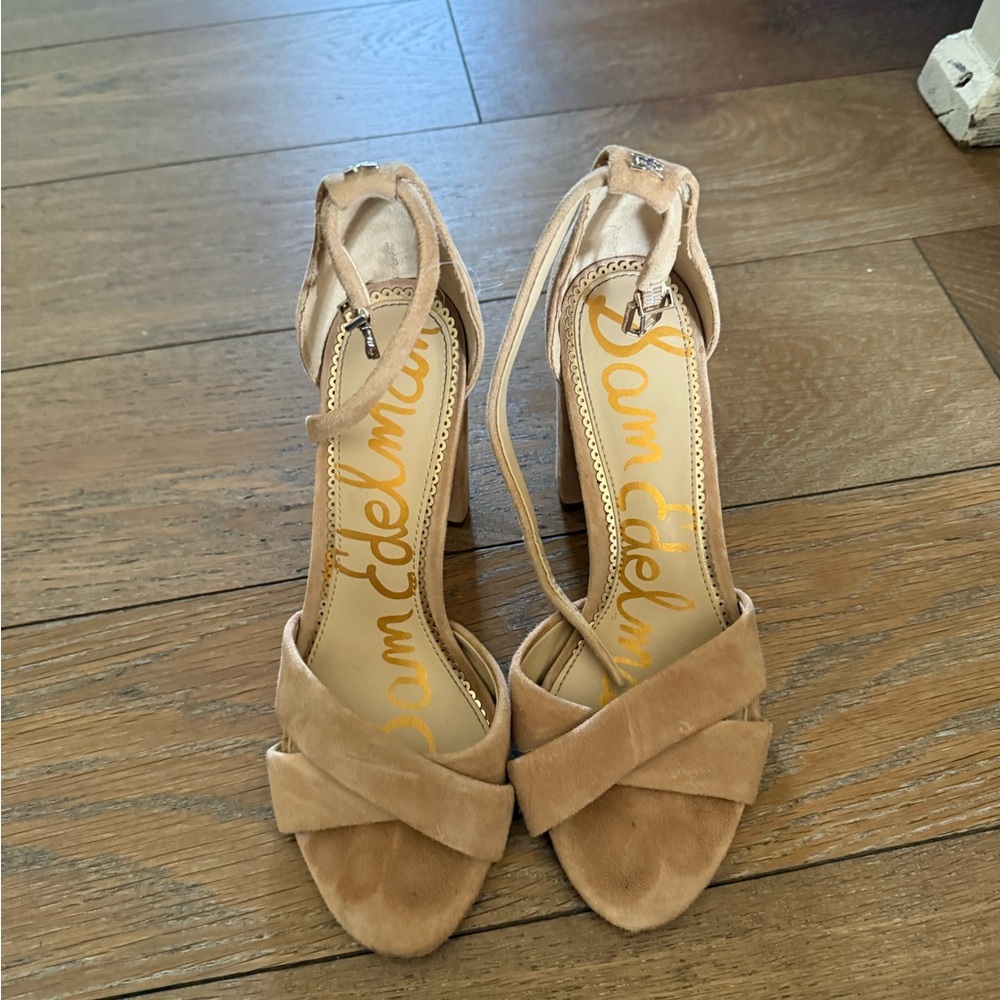 Sam Edelman Tan Suede Strappy Block Heel Sandals
